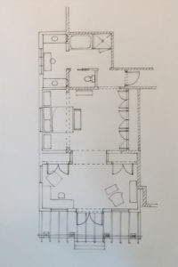 Floor plan of the remodeled master bedroom, bathroom and new sitting area