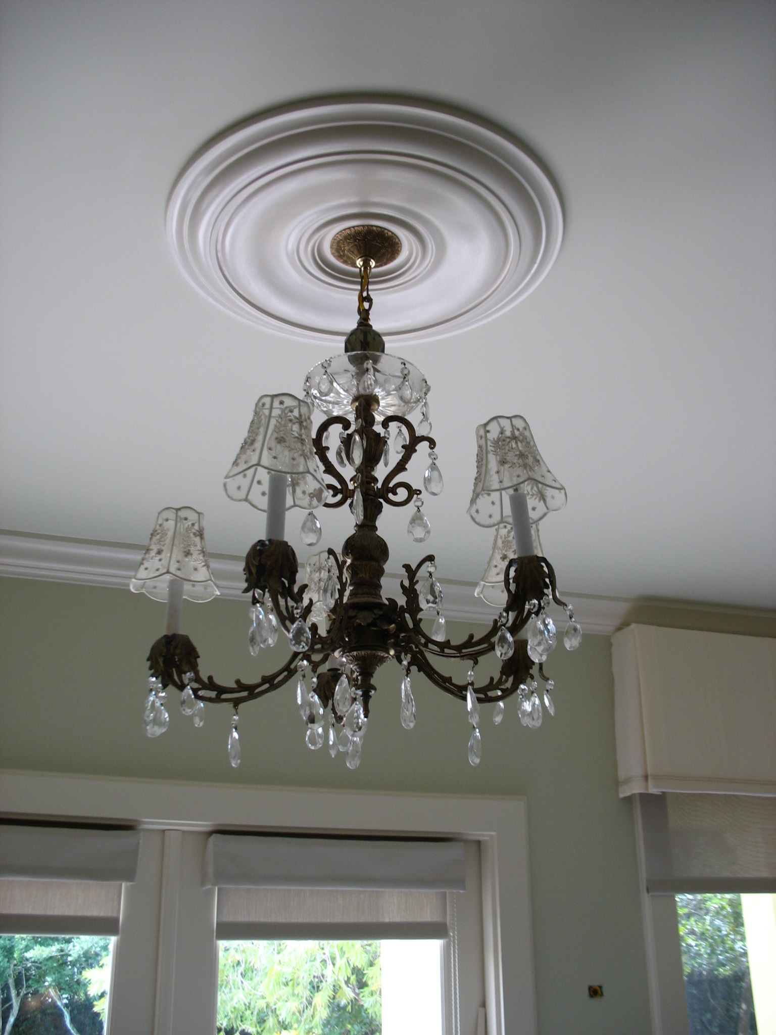 New chandelier in the sitting area